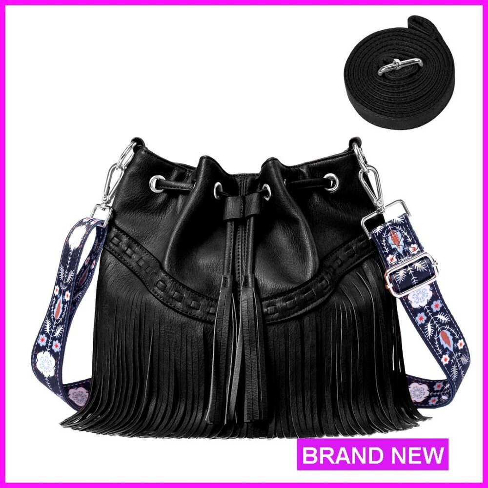 Fringe Hobo Bag Vegan Leather Tassel Crossbody Shoulder Purse Boho Western